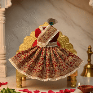 Royal Vrindavan Red Velvet Laddu Gopal Dress | Premium Rajwada Edition