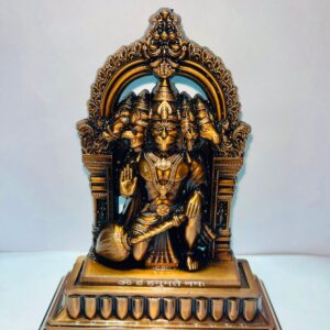 Panchmukhi Hanuman Idol (5 Inch) | Metal Murti in Copper, Black Gold, Green & Silver Finish