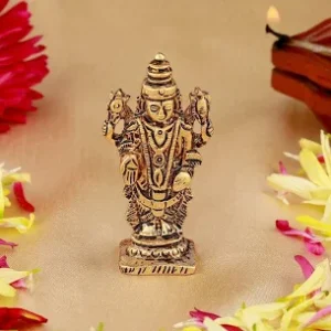 Golden Lord Tirupati Balaji Statue for Home Temple | Brass/Resin Murt | Tirupati Balaji Idol